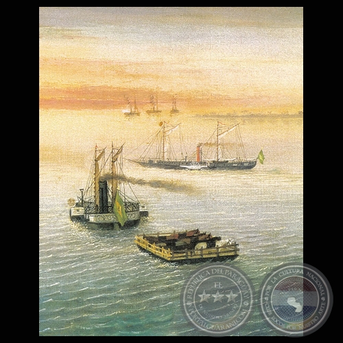 LA ESCUADRA EN PASO DE PATRIA, 1866 (Óleo de CÁNDIDO LÓPEZ)